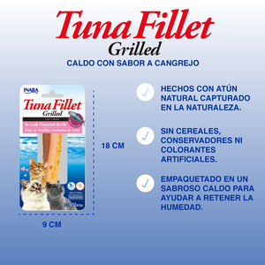 Inaba Premio Filete de Atún a la Parrilla en Caldo de Cangrejo para Gato Todas las Etapas de Vida, 15 g