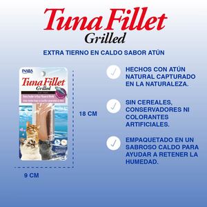 Inaba Premio Filete de Atún a la Parrilla en su Caldo para Gato Todas las Etapas de Vida, 15 g
