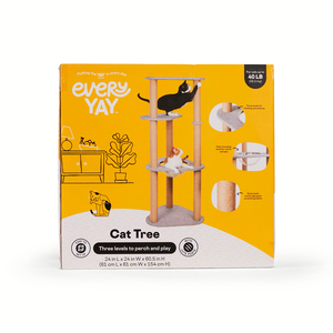 EveryYay Mueble de Tres Niveles con Rascadores de Yute para Gato, Gris