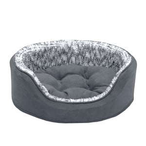 FurHaven Cama Ortopédica Ovalada con Bordes Altos Color Gris, Chico FurHaven Cama Ortopédica Ovalada con Bordes Altos Color Gris, Chico