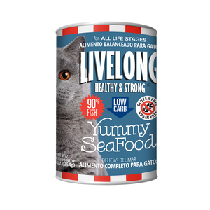 Livelong Healthy & Strong Alimento Natural Húmedo para Gato Todas las Edades Receta Delicias del Mar, 354 g