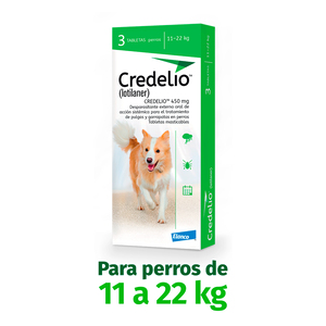 Credelio Masticable Desparasitante Externo con 3 Tabletas para Perro, 11 a 22 kg