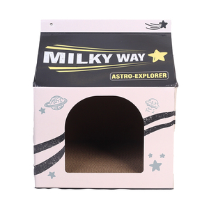 Latipaw Rascador en forma de Caja de Leche Modelo Milky Way Color Blanco para Gato