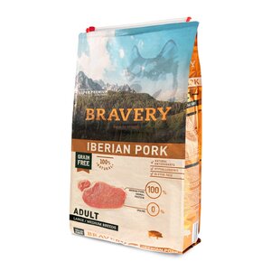 Bravery Alimento Seco Natural Libre de Granos para Perro Adulto Raza Mediana/Grande Receta Cerdo Ibérico, 12 kg