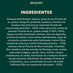 Bravery Alimento Natural Libre de Granos para Perro Adulto Raza Mediana/ Grande Receta Arenque, 12 kg