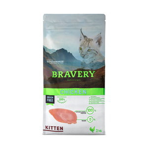 Bravery Alimento Seco Natural Libre de Granos para Gatito Receta Pollo, 2 kg