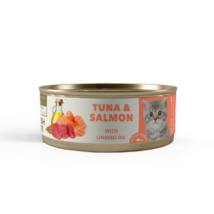 Amity Alimento Húmedo Natural para Gatito Receta Atún y Salmón, 80 g