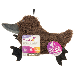 Trusty Pup Strong 'N Silent Ornitorrinco de Peluche con Squeaker Ultrasónico para Perro, Grande