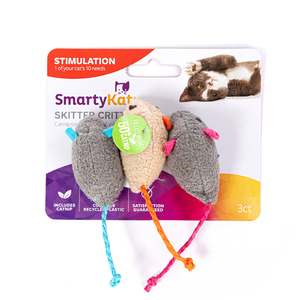 SmartyKat Skitter Critters Set de Tres Ratones de Peluche con Catnip para Gato, Unitalla SmartyKat Skitter Critters Set de Tres Ratones de Peluche con Catnip para Gato, Unitalla