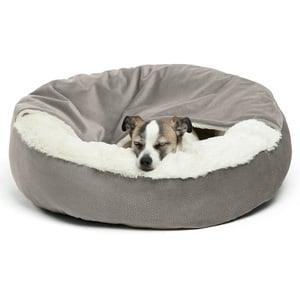 BFBS Cama Tipo Nido con Cubierta y Paredes Altas para Perro Color Gris, Chica BFBS Cama Tipo Nido con Cubierta y Paredes Altas para Perro Color Gris, Chica