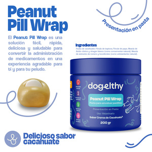 Dogelthy Peanut Pill Wrap Recubrimiento para Medicamentos Sabor Crema de Cacahuate para Perro, 200 g