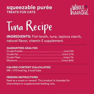 WholeHearted Squeezable Premio Cremoso para Gato Todas las Edades Receta Atún, 56 g