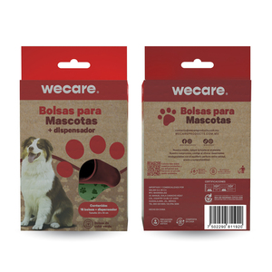 Wecare Kit de Dispensador y Rollo de Bolsas para Desechos de Perro, Rojo Wecare Kit de Dispensador y Rollo de Bolsas para Desechos de Perro, Rojo