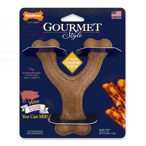 Nylabone Gourmet Strong Chew Juguete Masticable Diseño Hueso de la Suerte Sabor Tocino para Perro, Chico Nylabone Gourmet Strong Chew Juguete Masticable Diseño Hueso de la Suerte Sabor Tocino para Perro, Chico