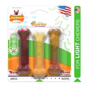 Nylabone Moderate Chew Paquete de Tres Juguetes Masticables Diseño Hueso para Perro, X-Chico Nylabone Moderate Chew Paquete de Tres Juguetes Masticables Diseño Hueso para Perro, X-Chico
