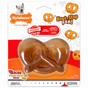 Nylabone Power Chew Juguete Masticable Diseño Pretzel Sabor Tocino y Mantequilla de Maní para Perro, Chico Nylabone Power Chew Juguete Masticable Diseño Pretzel Sabor Tocino y Mantequilla de Maní para Perro, Chico