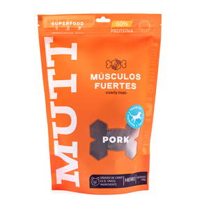Mutt Músculos Fuertes Premios Tipo Jerky para Perro Receta Hígado de Cerdo, 100 g