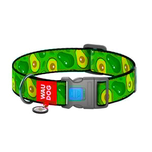 Waudog Nylon Collar Diseño de Aguacates con Broche de Plástico y Placa Tipo QR para Perro, Mediano Waudog Nylon Collar Diseño de Aguacates con Broche de Plástico y Placa Tipo QR para Perro, Mediano