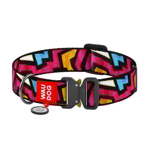 Waudog Nylon Collar Diseño de Grafiti con Broche de Plástico y Placa Tipo QR para Perro, Mediano Waudog Nylon Collar Diseño de Grafiti con Broche de Plástico y Placa Tipo QR para Perro, Mediano