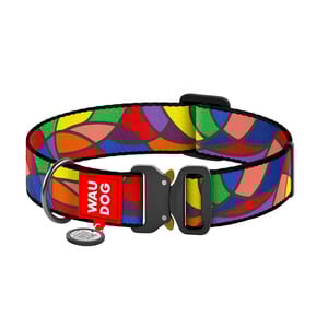 Waudog Nylon Collar Diseño de Mosaico con Broche de Metal y Placa Tipo QR para Perro, X-Chico Waudog Nylon Collar Diseño de Mosaico con Broche de Metal y Placa Tipo QR para Perro, X-Chico