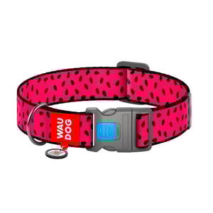 Waudog Nylon Collar Diseño de Sandia con Broche de Plástico y Placa Tipo QR para Perro, Chico Waudog Nylon Collar Diseño de Sandia con Broche de Plástico y Placa Tipo QR para Perro, Chico
