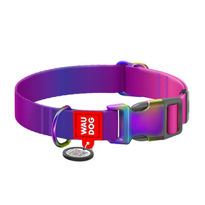 Waudog Nylon Recycled Collar Diseño Degradado Morado con Placa Tipo QR para Perro, Mediano Waudog Nylon Recycled Collar Diseño Degradado Morado con Placa Tipo QR para Perro, Mediano