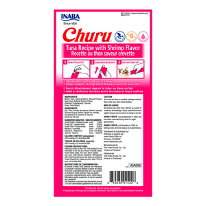 Inaba Churu Premio Cremoso Natural para Gato Todas las Etapas de Vida Receta Atún y Camarón, 1 Paquete