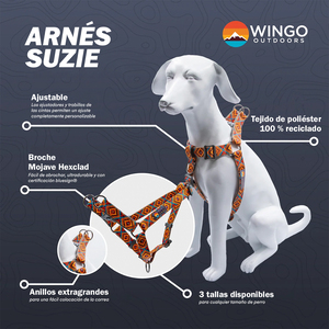 Wingo Outdoors Suzie Arnés Híbrido de Ajuste Americano Diseño Camuflaje Azul para Perro, Mediano