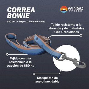 Wingo Outdoors Bowie Correa Diseño Camuflaje Azul para Perro Raza Mediana/Grande, 1.8 m