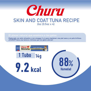 Inaba Churu Premio Cremoso Cuidado Piel y Pelo para Gato Todas las Edades Receta Atún, 1 Paquete