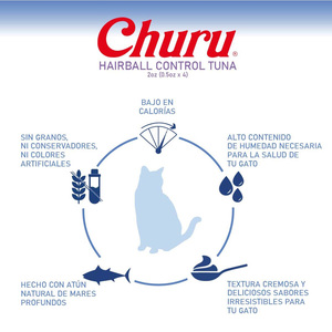 Inaba Churu Premio Cremoso Cuidado Bolas de Pelo para Gato Todas las Edades Receta Atún, 1 Paquete