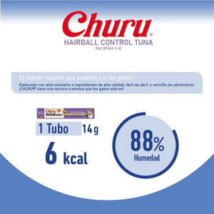Inaba Churu Premio Cremoso Cuidado Bolas de Pelo para Gato Todas las Edades Receta Atún, 1 Paquete