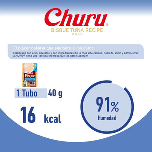 Inaba Churu Bisque Premio Cremoso para Gato Receta Atún, 40 g