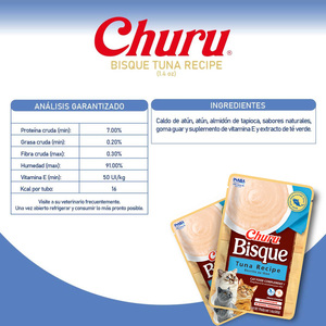 Inaba Churu Bisque Premio Cremoso para Gato Receta Atún, 40 g