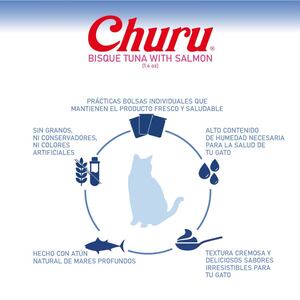 Inaba Churu Bisque Premio Cremoso para Gato Receta Atún y Salmón, 40 g