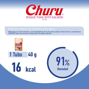 Inaba Churu Bisque Premio Cremoso para Gato Receta Atún y Salmón, 40 g