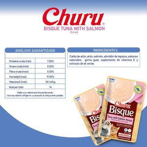 Inaba Churu Bisque Premio Cremoso para Gato Receta Atún y Salmón, 40 g