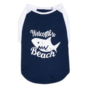 Youly Spring Summer Playera Azul Estampado Welcome To Beach para Perro, Grande Youly Spring Summer Playera Azul Estampado Welcome To Beach para Perro, Grande