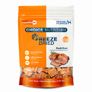 Choice Nutrition Freeze Dried Premio Liofilizado para Perro Receta Hígado de Cerdo, 85g Choice Nutrition Freeze Dried Premio Liofilizado para Perro Receta Hígado de Cerdo, 85g
