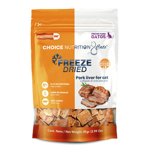 Choice Nutrition Freeze Dried Premio Liofilizado para Gato Receta Hígado de Cerdo, 85g Choice Nutrition Freeze Dried Premio Liofilizado para Gato Receta Hígado de Cerdo, 85g