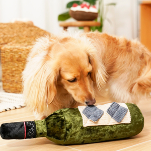 Lambwolf Merlot Peluche Rompecabezas Diseño Botella de Vino para Perro, Grande