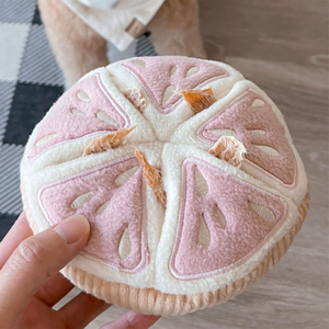 Lambwolf Grapefruit Peluche Rompecabezas Diseño Rodaja de Toronja para Perro, Mediano