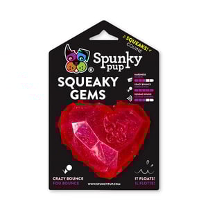 Spunky Pup Squeaky Gems Juguete de Goma Diseño Corazón para Perro, Unitalla Spunky Pup Squeaky Gems Juguete de Goma Diseño Corazón para Perro, Unitalla