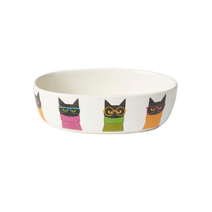 Petrageous Tazón de Cerámica Ovalado Modelo Smart Kitty para gato, Chico