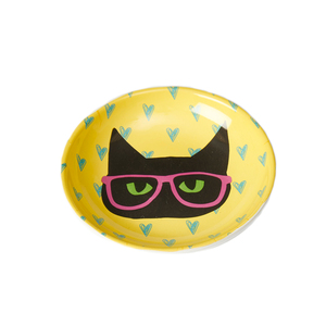 Petrageous Tazón de Cerámica Estilo Platillo Modelo Smart Kitty para Gato, Chico