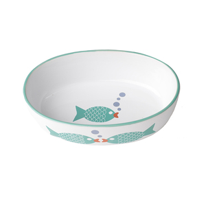 Petrageous Tazón de Cerámica Ovalado Modelo Pez Azul para gato, Chico Petrageous Tazón de Cerámica Ovalado Modelo Pez Azul para gato, Chico