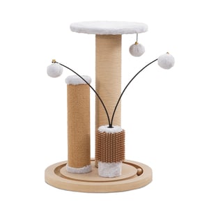 Petpals Poste Rascador de 1 Nivel con Cepillo y Juguetes Colgantes para Gato, 1 Pieza Petpals Poste Rascador de 1 Nivel con Cepillo y Juguetes Colgantes para Gato, 1 Pieza