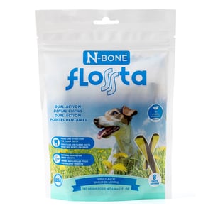 N-Bone Flossta Premios Dentales de Acción Dual Sabor Menta para Perro, 8 Piezas N-Bone Flossta Premios Dentales de Acción Dual Sabor Menta para Perro, 8 Piezas