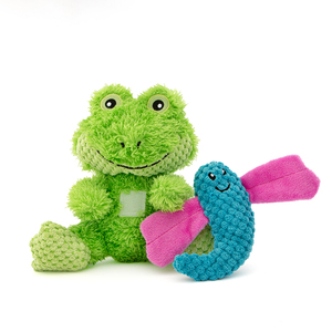 Guru Pet Loveys Peluche Resistente 2 en 1 Rana y Libélula para Perro, Mediano