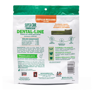 Dental-Line Premios Dentales en Forma de Cepillo de Dientes con Menta para Perro, Mediano